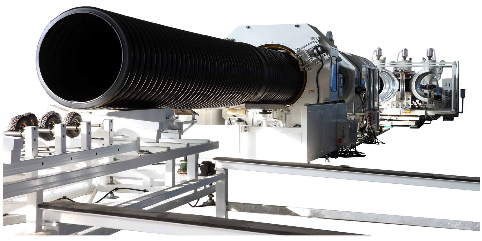 Large Diameter Water-Cooled DWC Pipe Extrusion Line – a DWC corrugated pipe extrusion machine by Wings Plastic