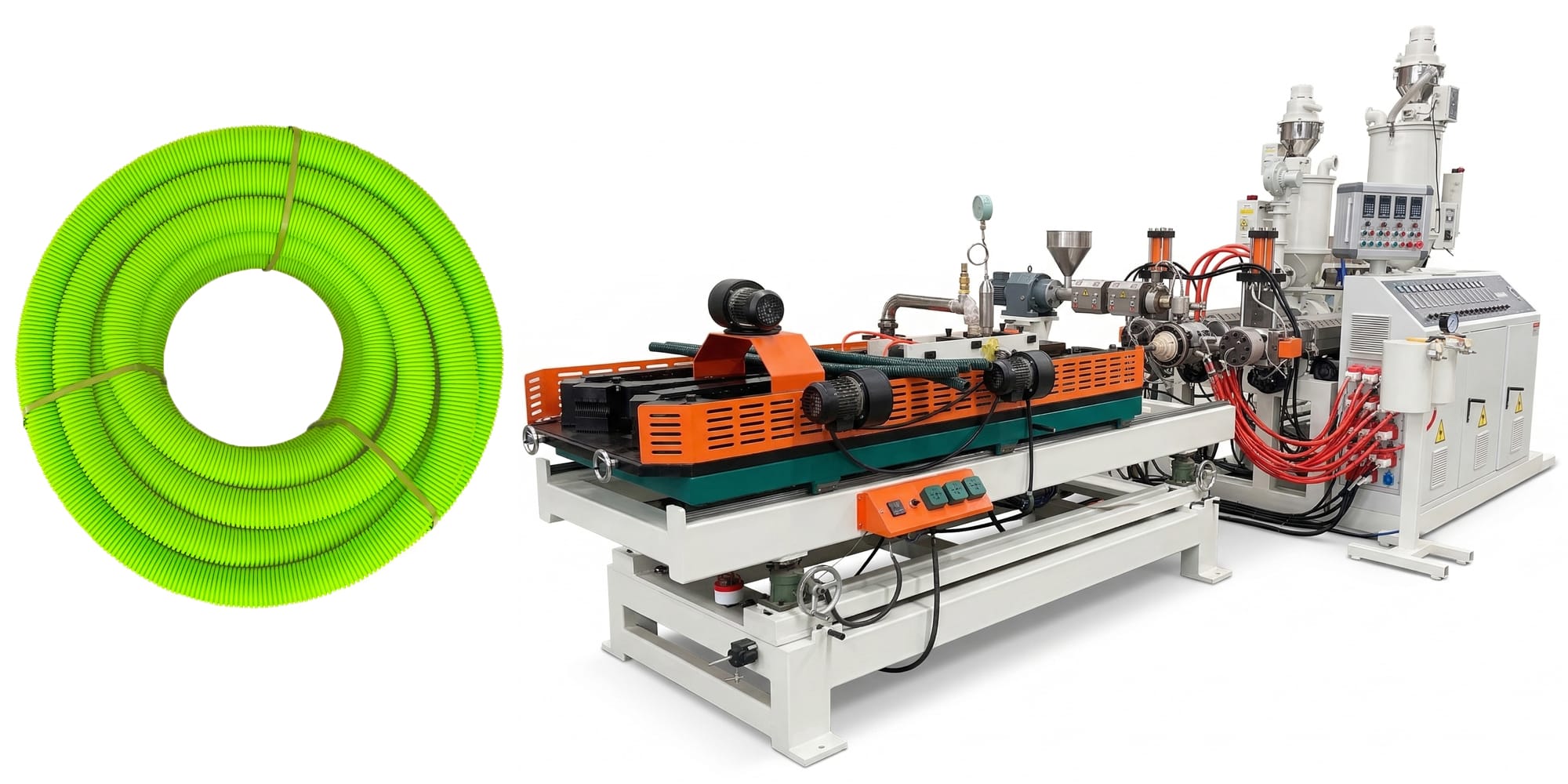 Steel Mould DWC Corrugated Pipe Machine – a DWC corrugated pipe extrusion machine by Wings Plastic