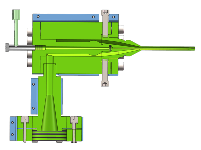 Right-angle L-type extrusion die structure layout