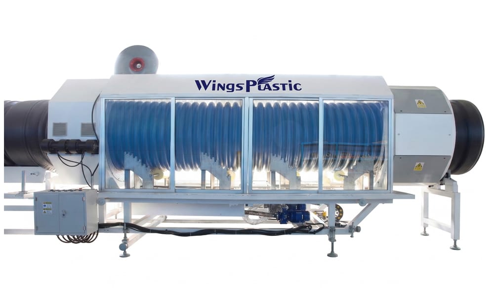 Extended Spray Cooling Tank for Large Corrugated Pipes