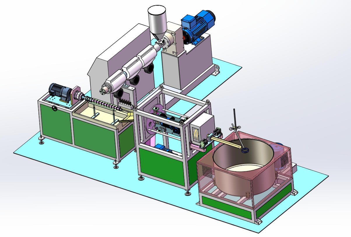 3D CAD layout for PE PP spiral wrap protector turnkey factory in Turkey